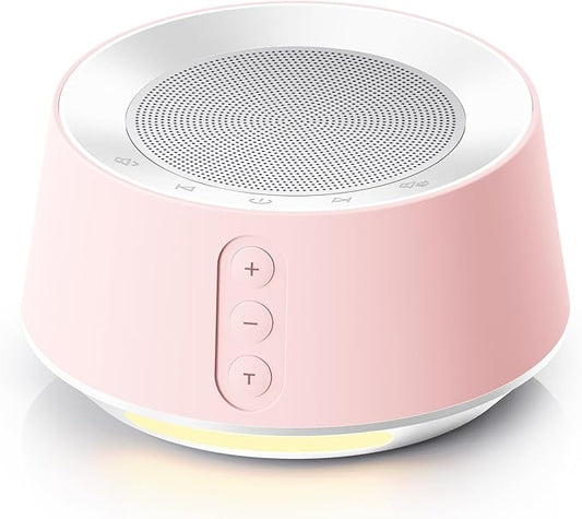 BGOVERSS White Noise Machine with 14 Soothing Sounds and 10 Levels Night Light for Sleeping, 5 Timers and Memory Feature - Plug in Sound Machine for Nursery, Baby, Kids, Adults, Pink