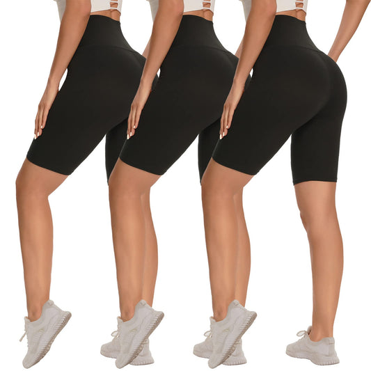 3 Pack Biker Shorts for Women – 8"/5"/3" High Waisted Tummy Control Workout Yoga Running Athletic Shorts