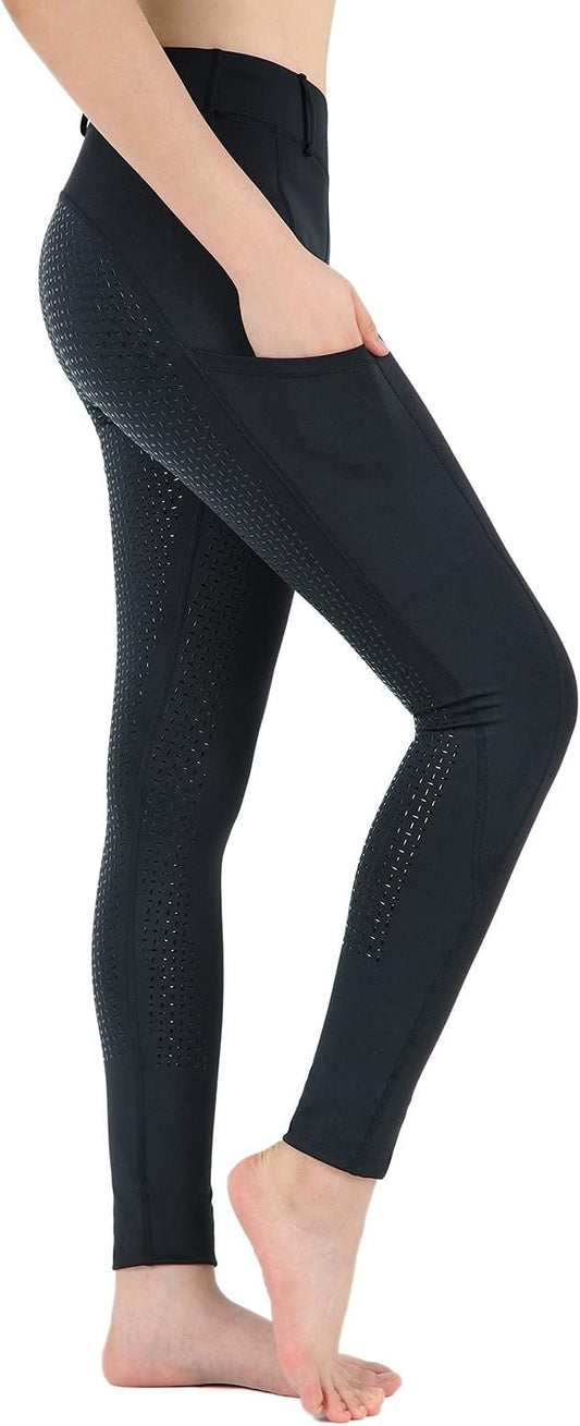 beroy Horseback Riding-Pants Girls Equestrian-Breeches - Kids Schooling Horse Tights Full Seat Silicone Pockets