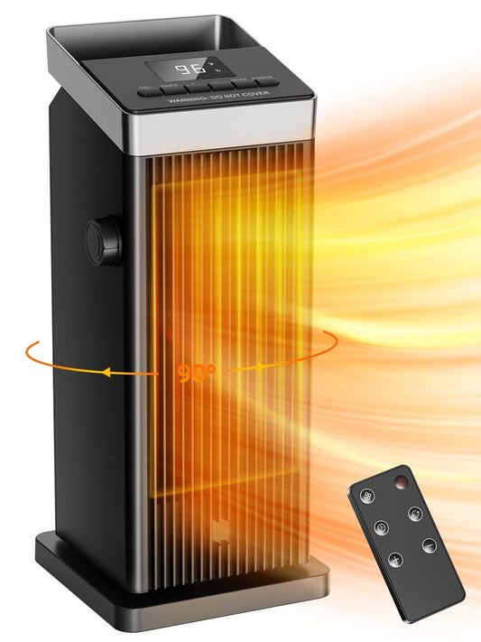 BREEZOME Space Heater, 1500W Fast Heating Heater for Indoor Use, Portable Ceramic Electric Heaters for Home with Thermostat, 90° Oscillating, Remote