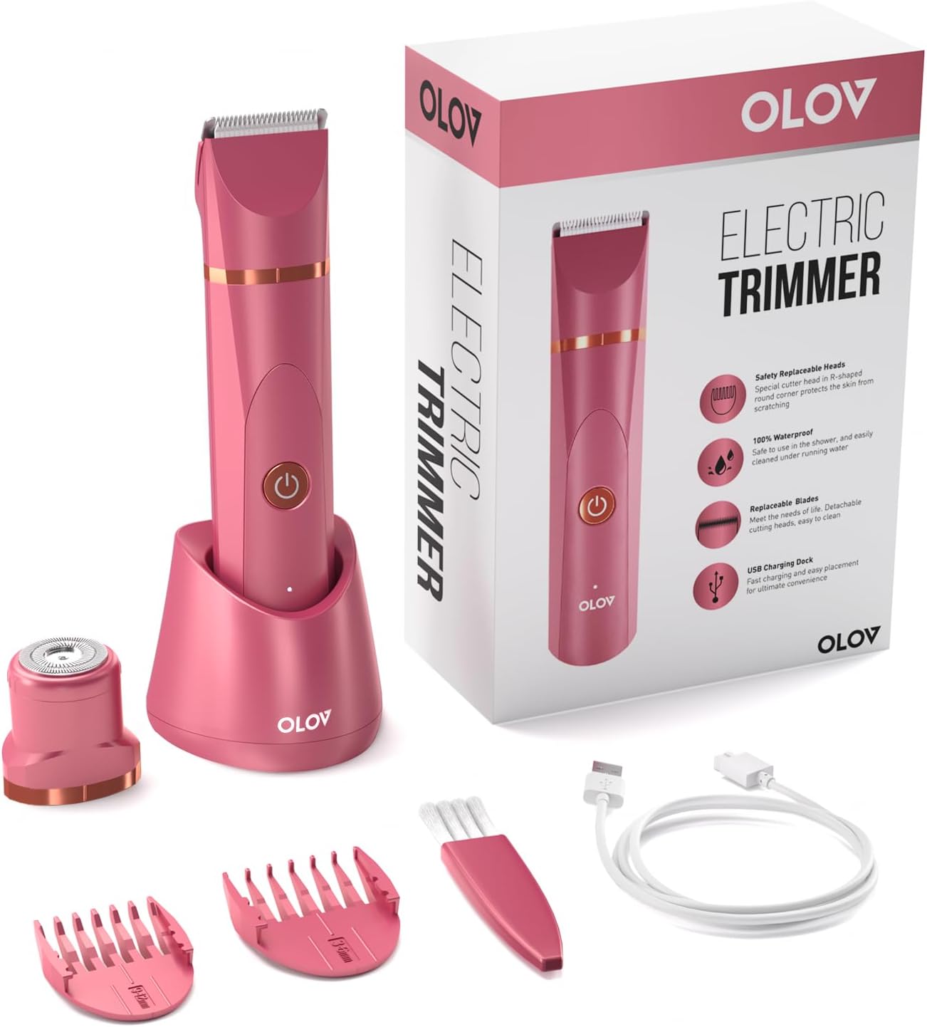OLOV Waterproof Electric Body Hair Trimmer | Groin & Bikini Trimmer for Men & Women | USB Rechargeable