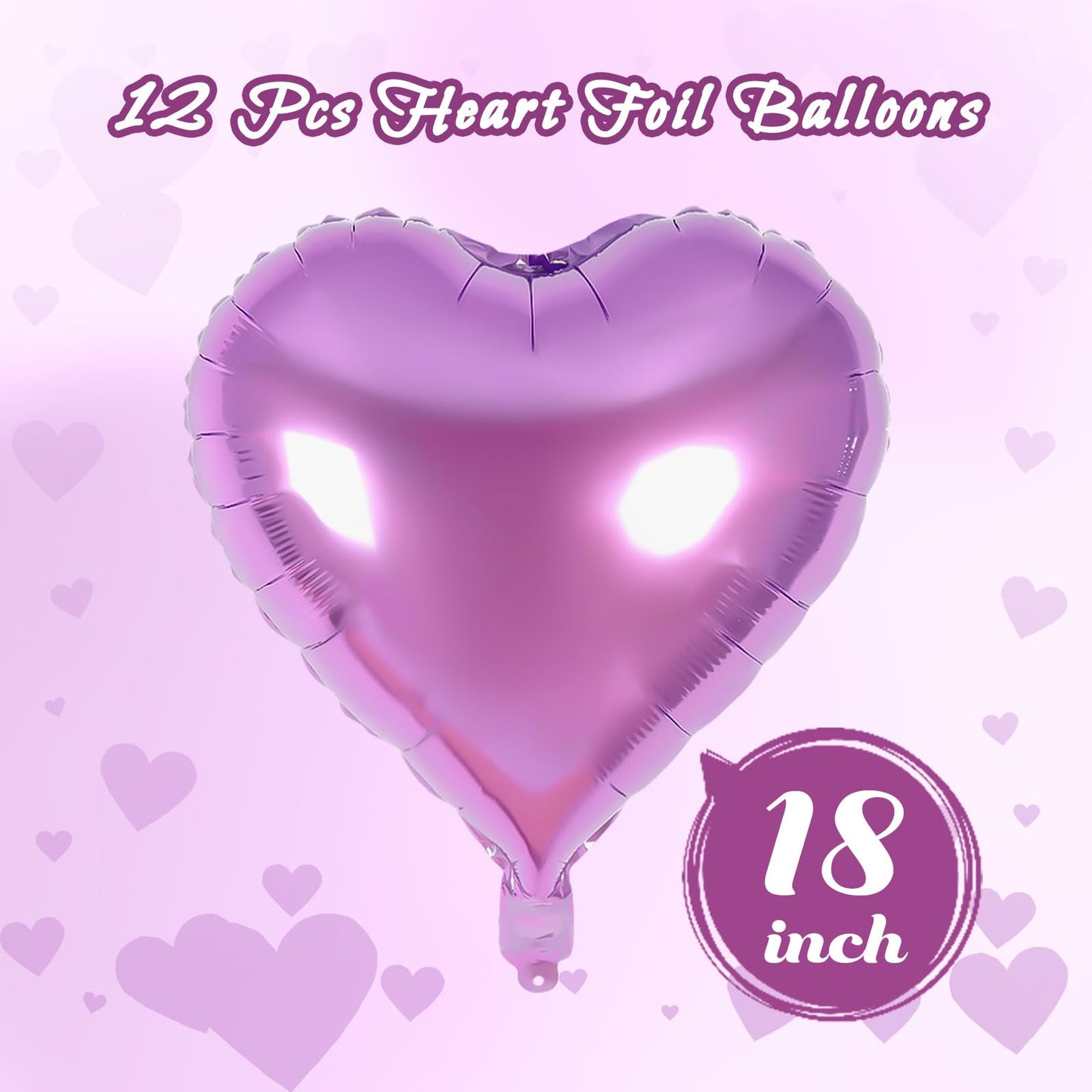 12 Pcs Red Heart Balloons,18 Inch Heart Foil Balloons Love Balloon Valentine Balloon for Birthday Party Wedding Engagement Party Baby Shower Valentine Day Decorations (red)