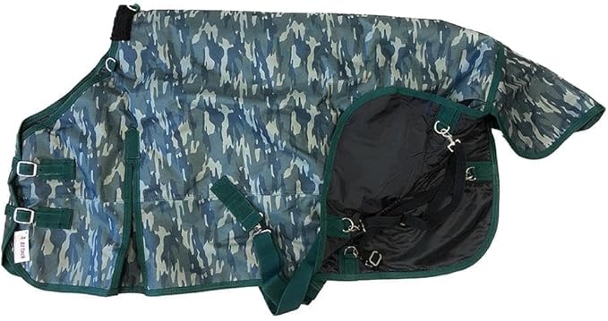 AJ Tack 1200D Waterproof Winter Pony Blanket - 300g Heavyweight Turnout with Fleece Collar, Shoulder Gussets & Tail Flap - Turquoise 52"