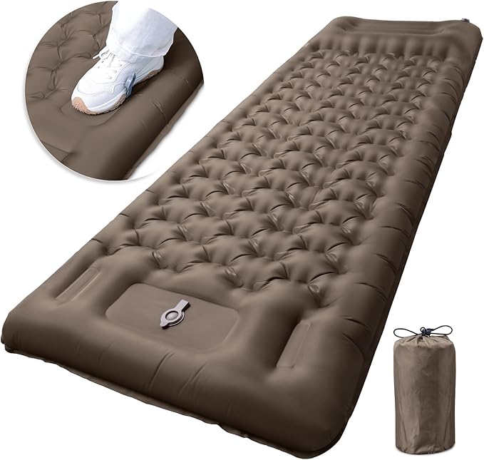 Inflatable Camping Sleeping Pad with Pillow, Extra Thick 4 Inch Sleeping Mat with Built-in Pump, Compact & Ultralight Camping Air Mattress for Backpacking Hiking Tent Traveling