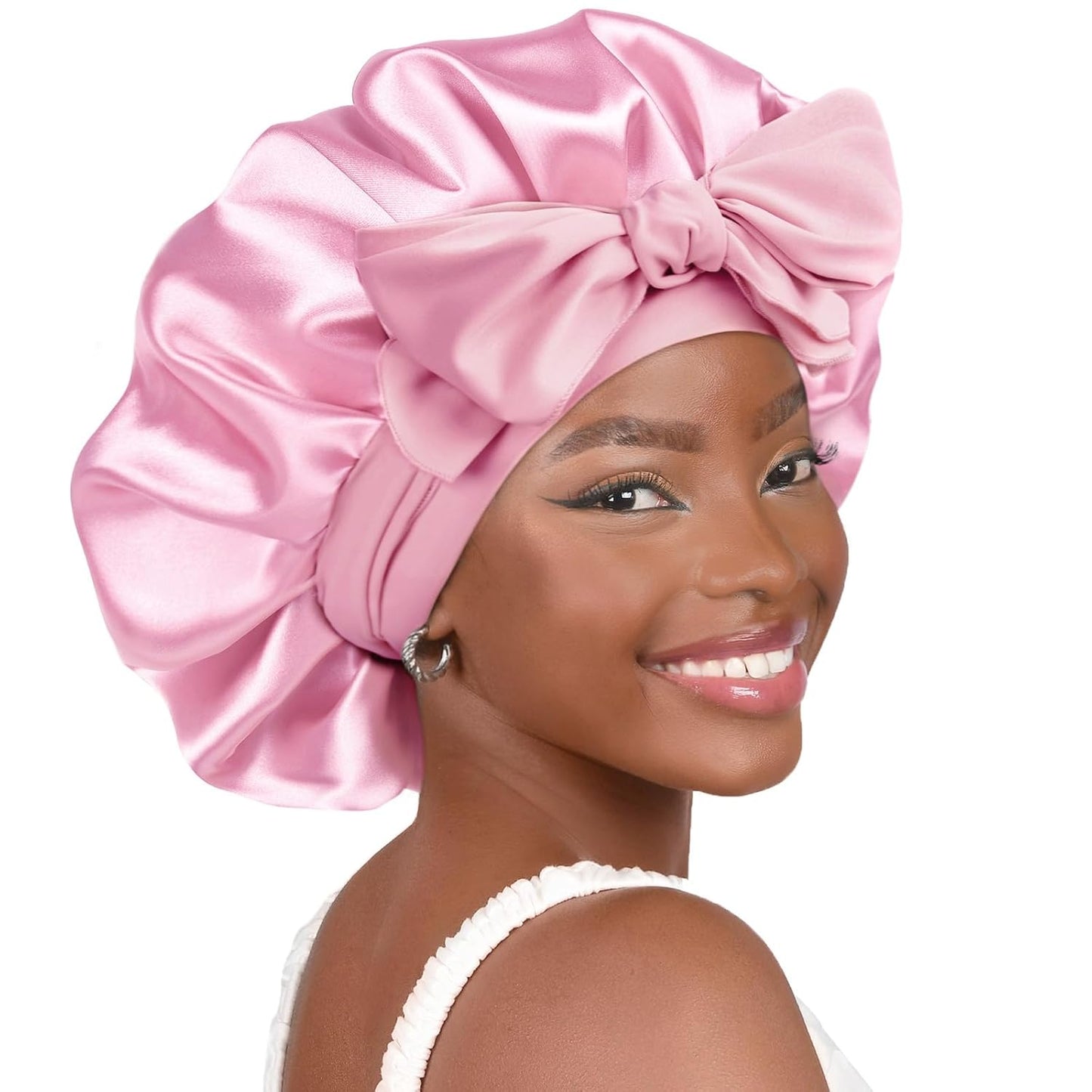 Silk Sleeping Bonnet for Women | Double Layer Satin Lined | Curly Hair | Yellow