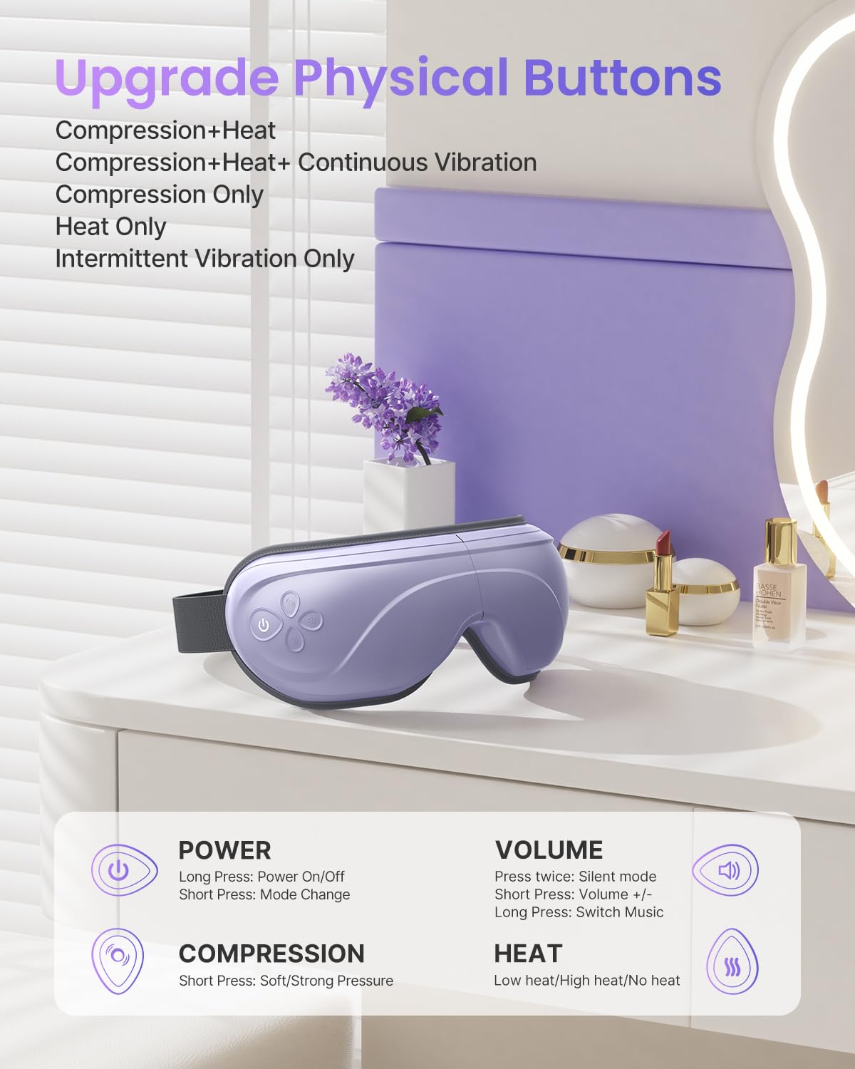 RENPHO Eye Massager with Heat, Valentines Day Gifts for Her Him Birthday Gifts for Women Mom, FSA Eligible HSA Eye Mask for Migraine,Sleep Mask for Dry Eyes Relax, Handheld Massager Eyeris 1