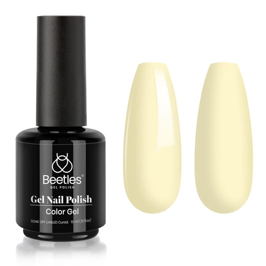 Beetles Gel Nail Polish, 1Pcs 15ml Pastel Yellow Gel Nail Polish Lemon Cheese Soak Off Uv LED Nail Art DIY Manicure At Home Gift for Girls Women