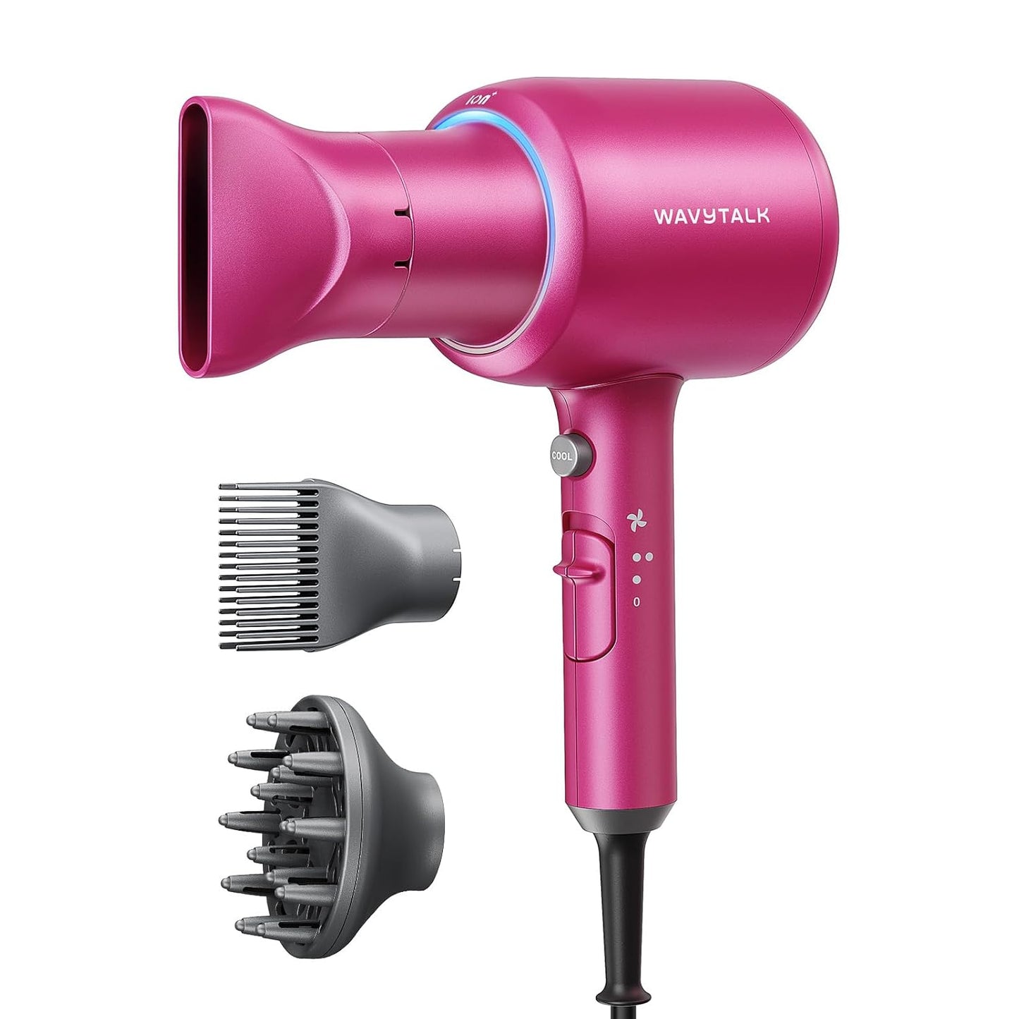 Ionic Blow Dryer for Curly Hair | 1875W Fast Drying with Diffuser | Grey