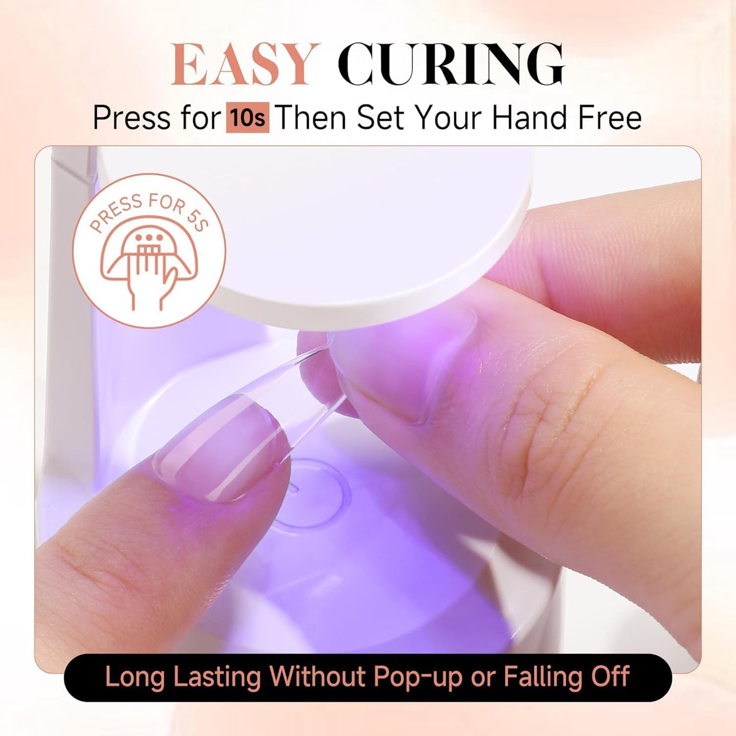 UNA GELLA 504Pcs Short Coffin Gel Press-On Nails | Pre-Etched For Women