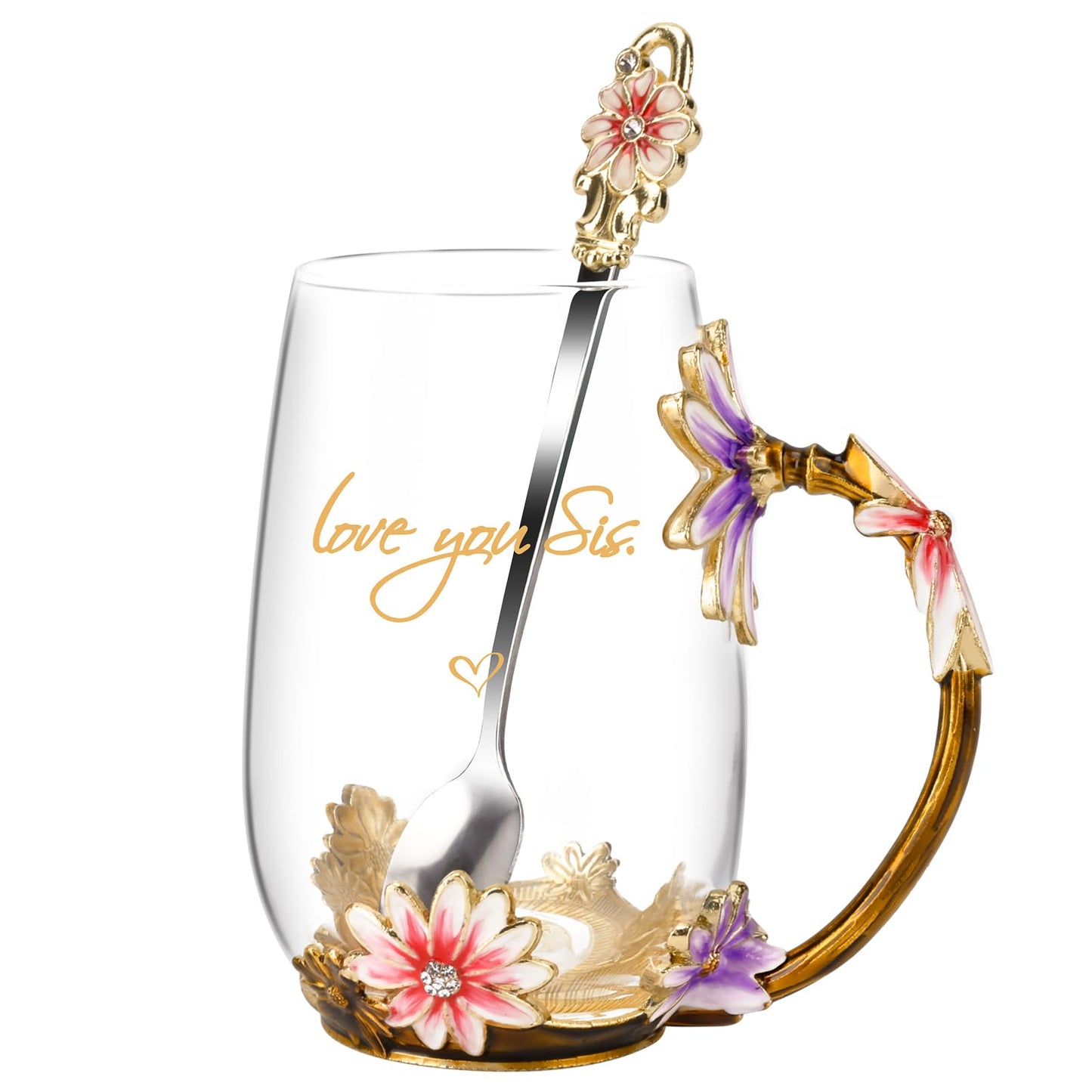 OEAGO Gifts for Mom Women Valentines Day Gifts for Her Glass Coffee Enamels Mug Best Birthday Valentine's for Girlfriend Wife Mothers Day from Daughter Son Tea Cup Stocking Stuffers Christmas