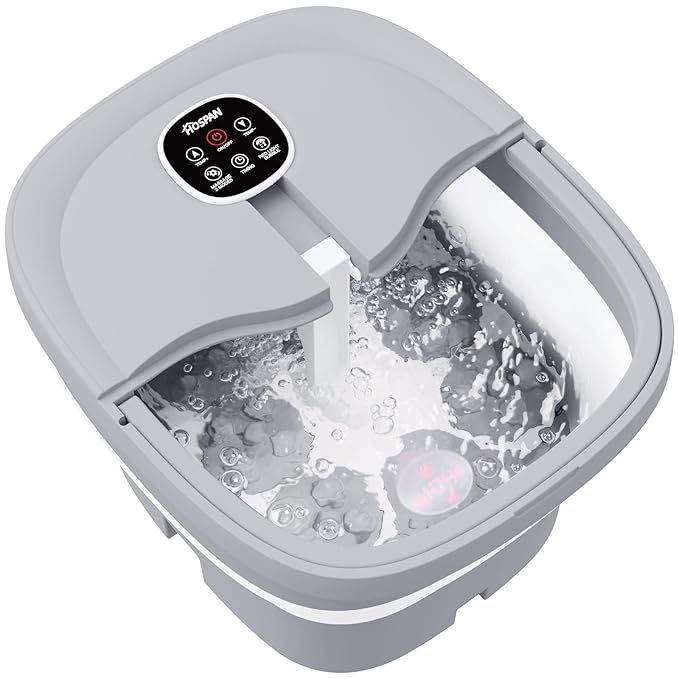 HOSPAN Collapsible Foot Spa Electric Rotary Massage, Foot Bath with Heat, Bubble, Remote, and 24 Motorized Shiatsu Massage Balls. Pedicure Foot Spa for Feet Stress Relief - FS02A