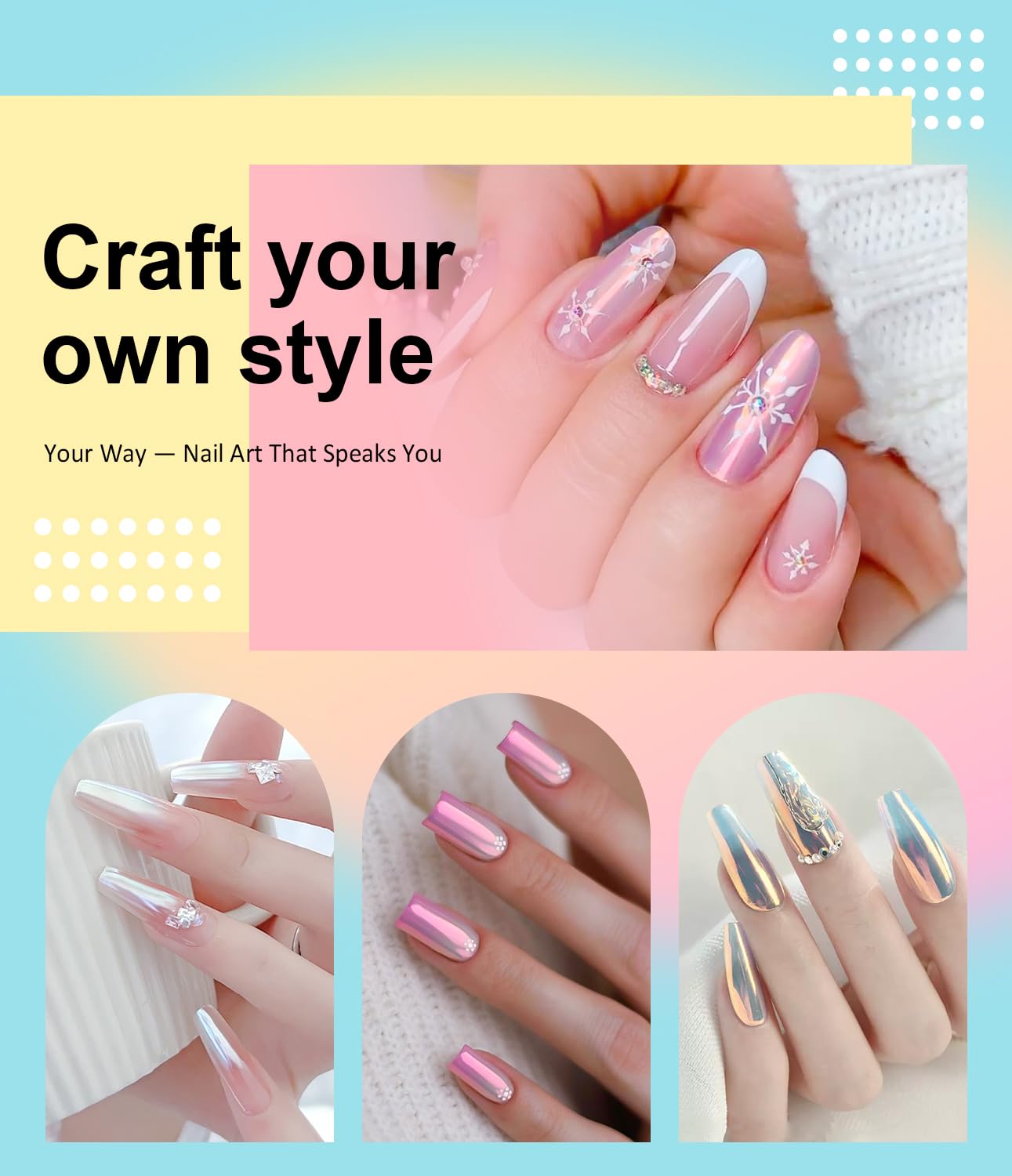 Pearl Chrome Nail Powder BISHENGYF -【Fairy Effect】Pink Chrome Nail Powder White Aurora Yellow Mermaid Iridescent Nail Chrome Powder Metallic Mirror Glitter Pigment Dust For Nail Art Decroation DIY