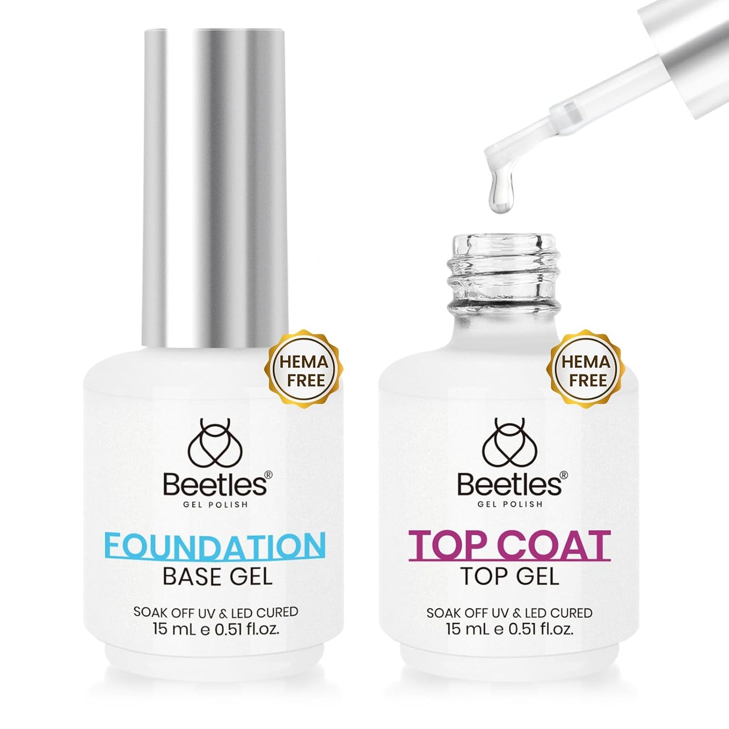 Beetles Matte Gel Top Coat & Base Coat Set | 3Pcs 15ml | Long-Lasting Nail Polish for Women