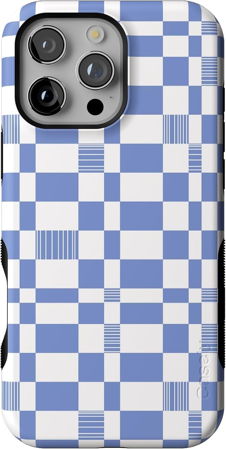Casely iPhone 16 Pro Case | Fit Check | Neutral Checkerboard | Compatible with MagSafe | Bold Protective Design