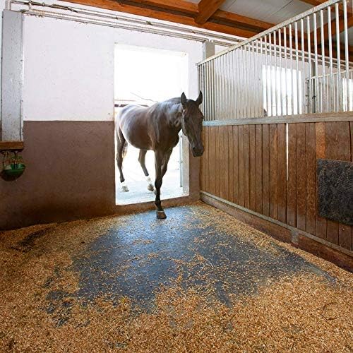 American Floor Mats - Heavy Duty Horse Stall Tiles - Thick, Durable Rubber Flooring - Solid Black, 10' x 12' Set (30 Tiles Total, 0.75" Thick)