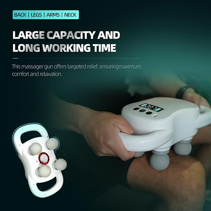 DEITY Massage Gun Deep Tissue, 4-Heads Handheld Electric Body Massager, Percussion Massager for Pain Relief in Back, Leg, Neck, Shoulder and Body, Relax Perfect Gifts for Man Women, White