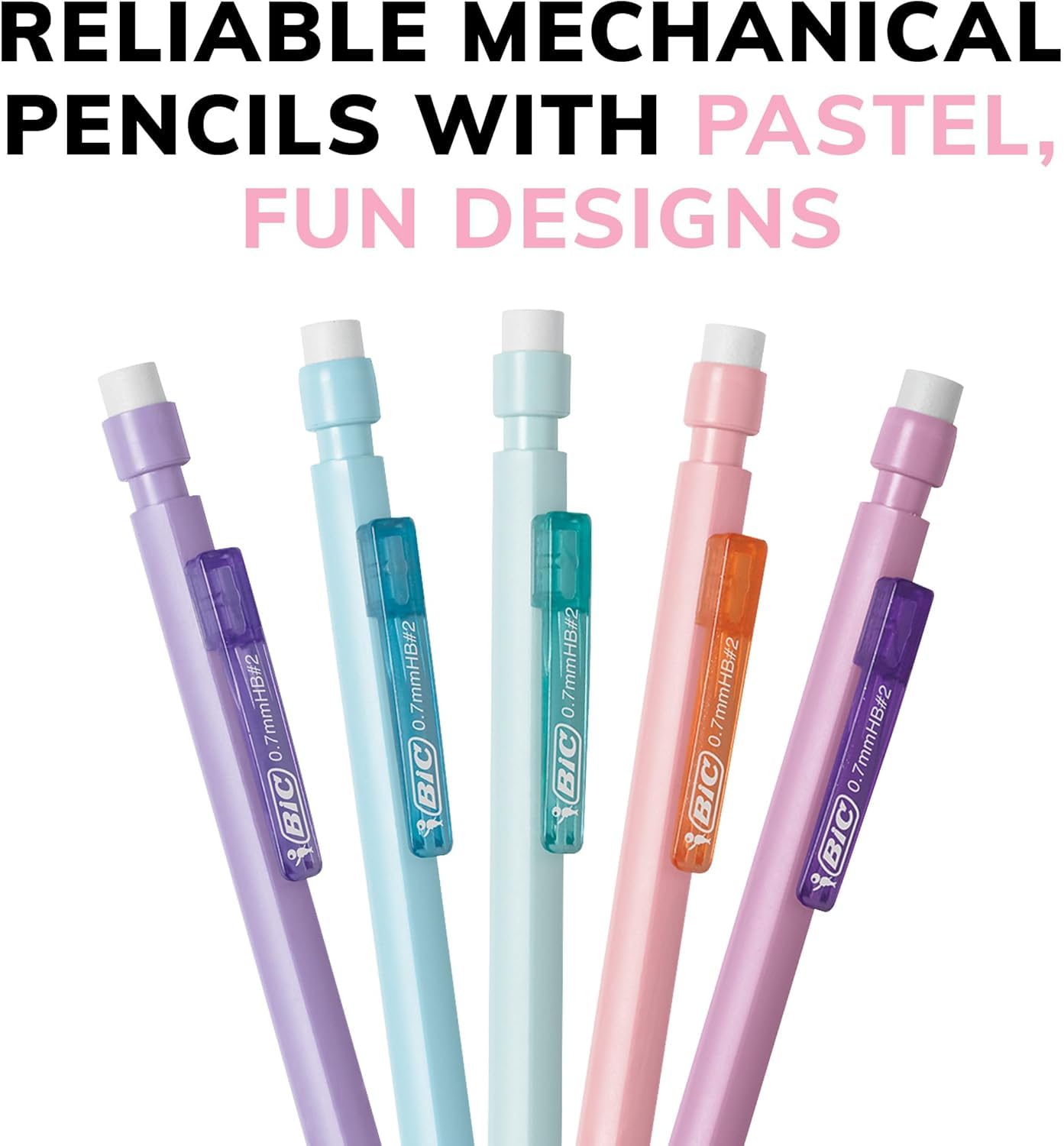 BIC Xtra Smooth Mechanical Pencil with Erasers, 0.7 mm Point, Refillable, 40-Count Pack