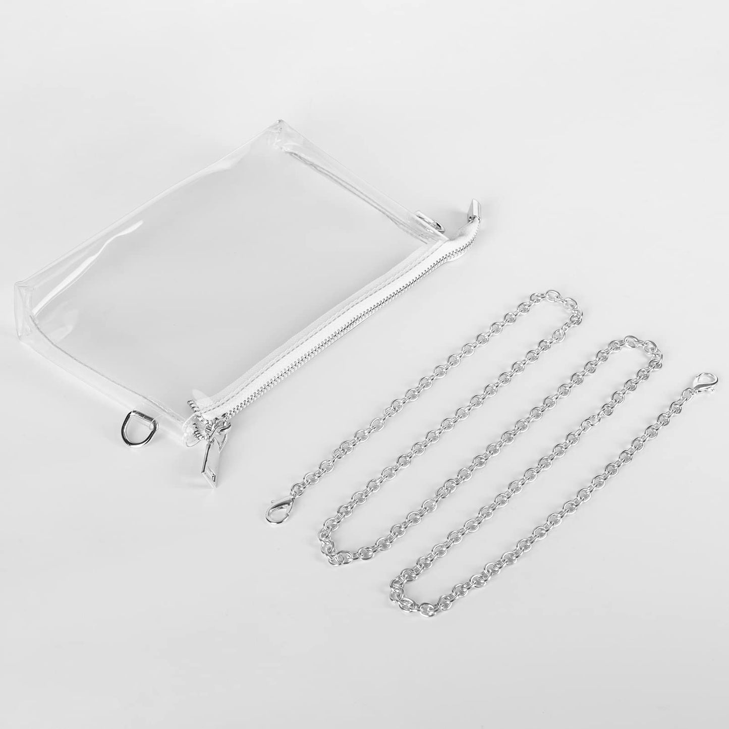 Lorbro Clear Purses for Women Stadium Approved, Crossbody Shoulder Bag with Zipper Closure, Transparent Purse Concerts, Sporting Event, Party, Festivals (Silver)