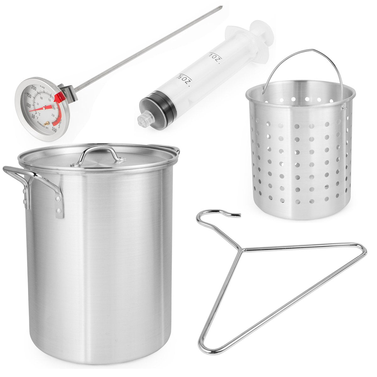 Barton 30QT Turkey Deep Fryer 37,000BTU Fish Fryer Pot Combo Boiler Steamer Roaster Clam Crawfish Pot Boiling Lid Seafood Cajun Gas Stove Burner Stand Injector