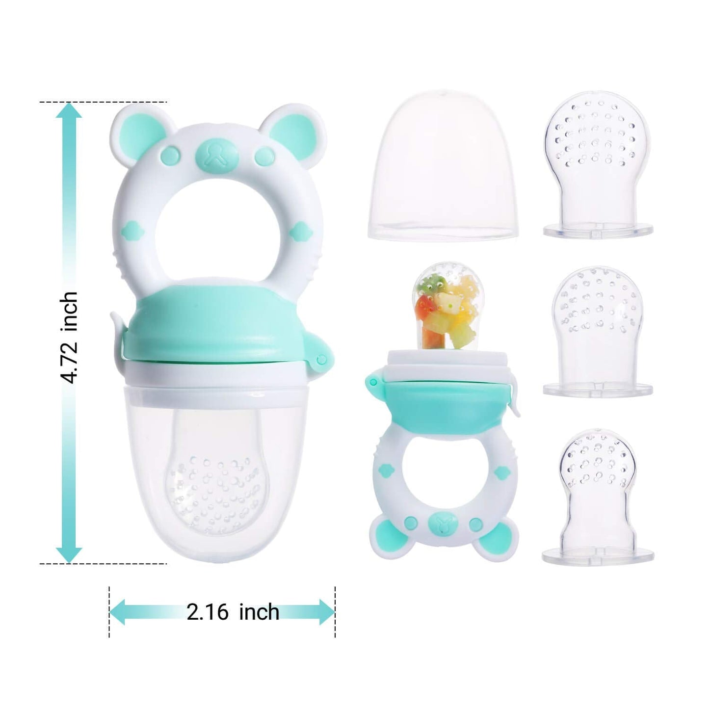 Baby Fruit Food Feeder Pacifier - Fresh Food Feeder, Infant Fruit Teething Teether Toy for 3-24 Months, 6 Pcs Silicone Pouches for Toddlers & Kids & Babies, 2-Pack (Light Pink)