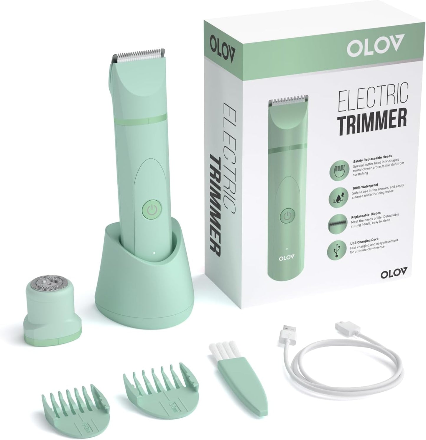 OLOV Waterproof Electric Body Hair Trimmer | Groin & Bikini Trimmer for Men & Women | USB Rechargeable