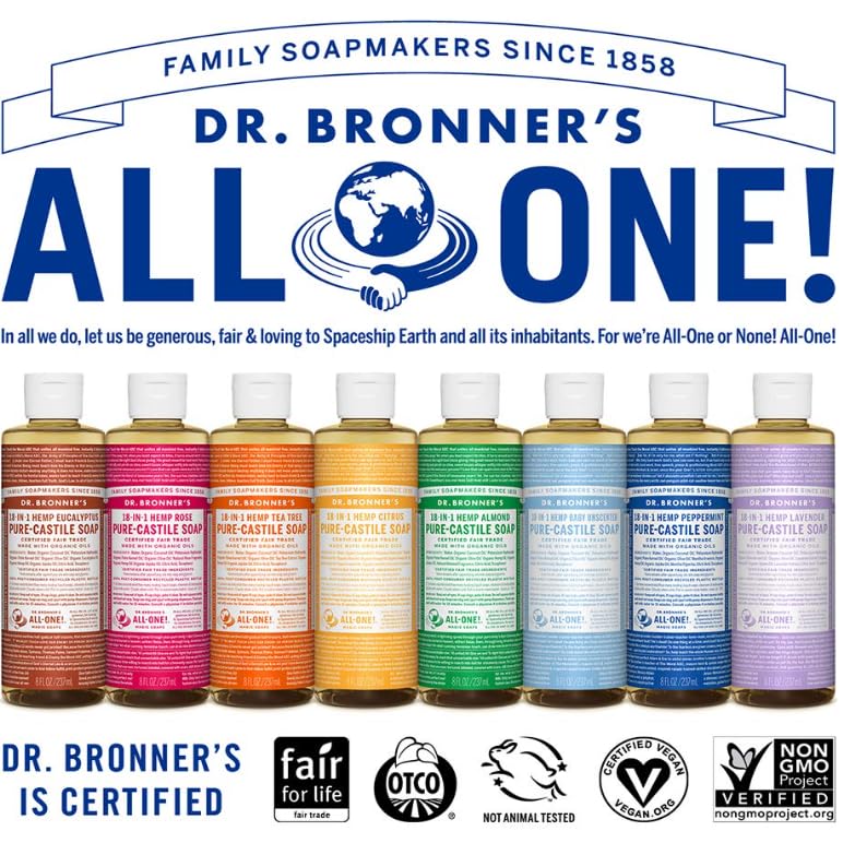 Dr. Bronner's 32 oz Pure-Castile Liquid Soap | Organic, Vegan, Peppermint