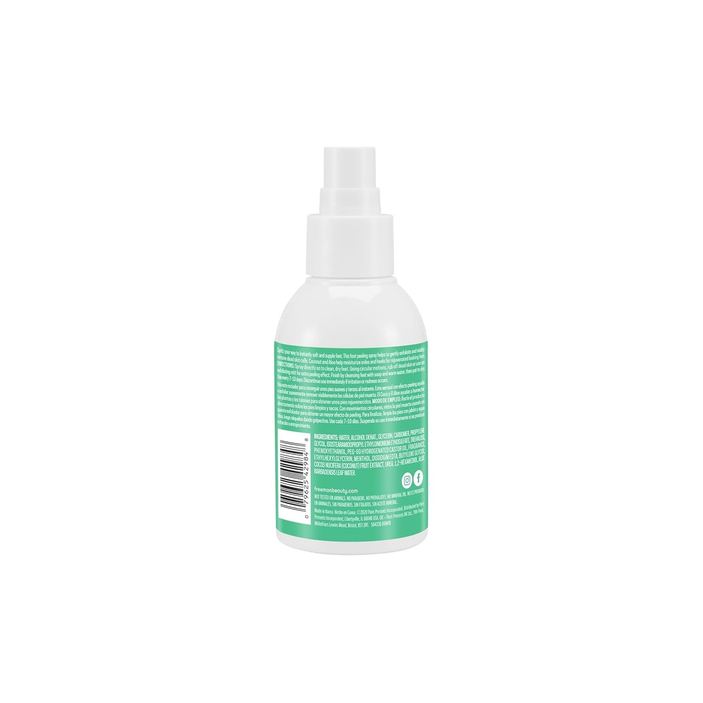 Freeman Flirty Feet Coconut & Aloe Foot Spray | Softening Exfoliating Peel | 4 fl. oz. (Pack of 2)