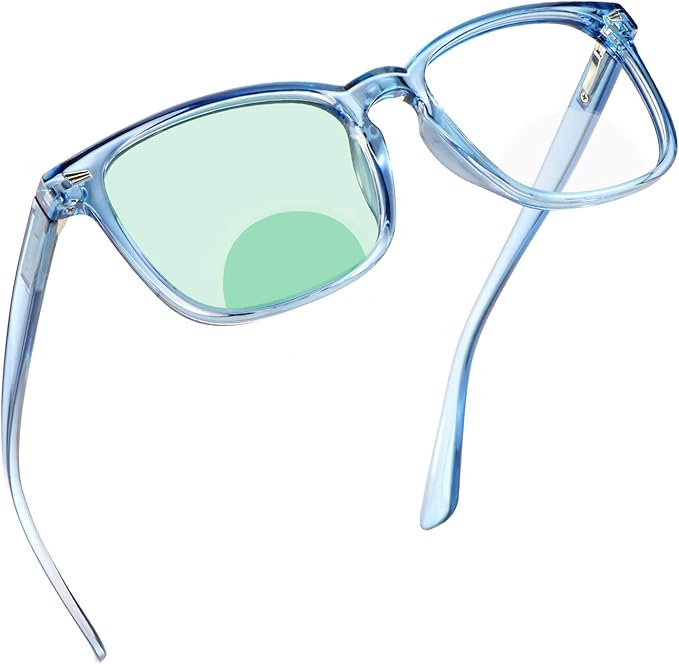 YEIN Bifocal Reading Glasses with Blue Light Blocking Lenses, Bifocal Reader for Women and Men, Vintage Square frame with Spring Hinge (+0.00/+1.75 magnification)
