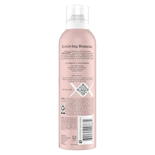 Nexxus Brunette Dry Shampoo For Dark Tones, 72 Hour Freshness, No Dull Residue with FLEXX-ADAPT Technology 5 Fl Oz