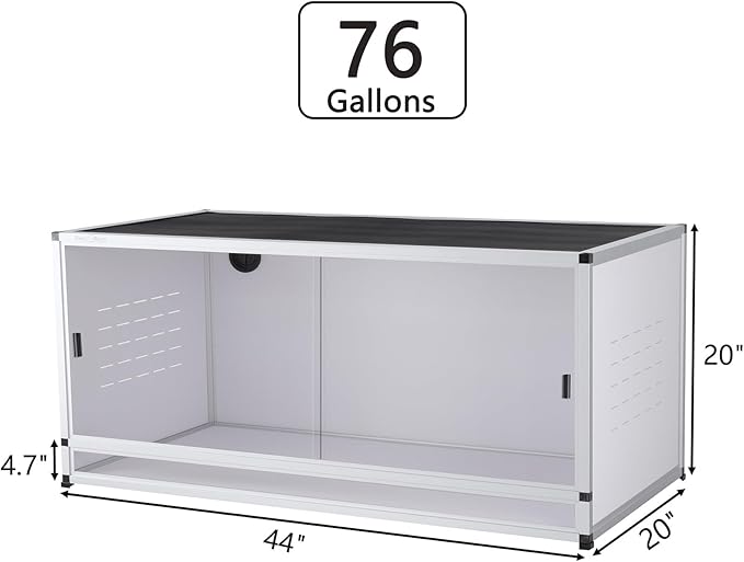 PVC Reptile Terrarium 44''x20''x20''Stackable Space Efficient ToxiRium Large Reptile Terrarium 76 Gallons for Bearded Dragon Gecko Lizard Snake,Vivarium with Sliding Doors Lock-2pcs with spacers
