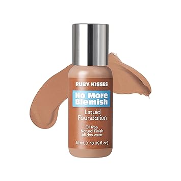 Ruby Kisses Liquid Foundation Medium Coverage, Lightweight, Natural Finish, Face Makeup for All Skin Type, Korean (Natural Buff)