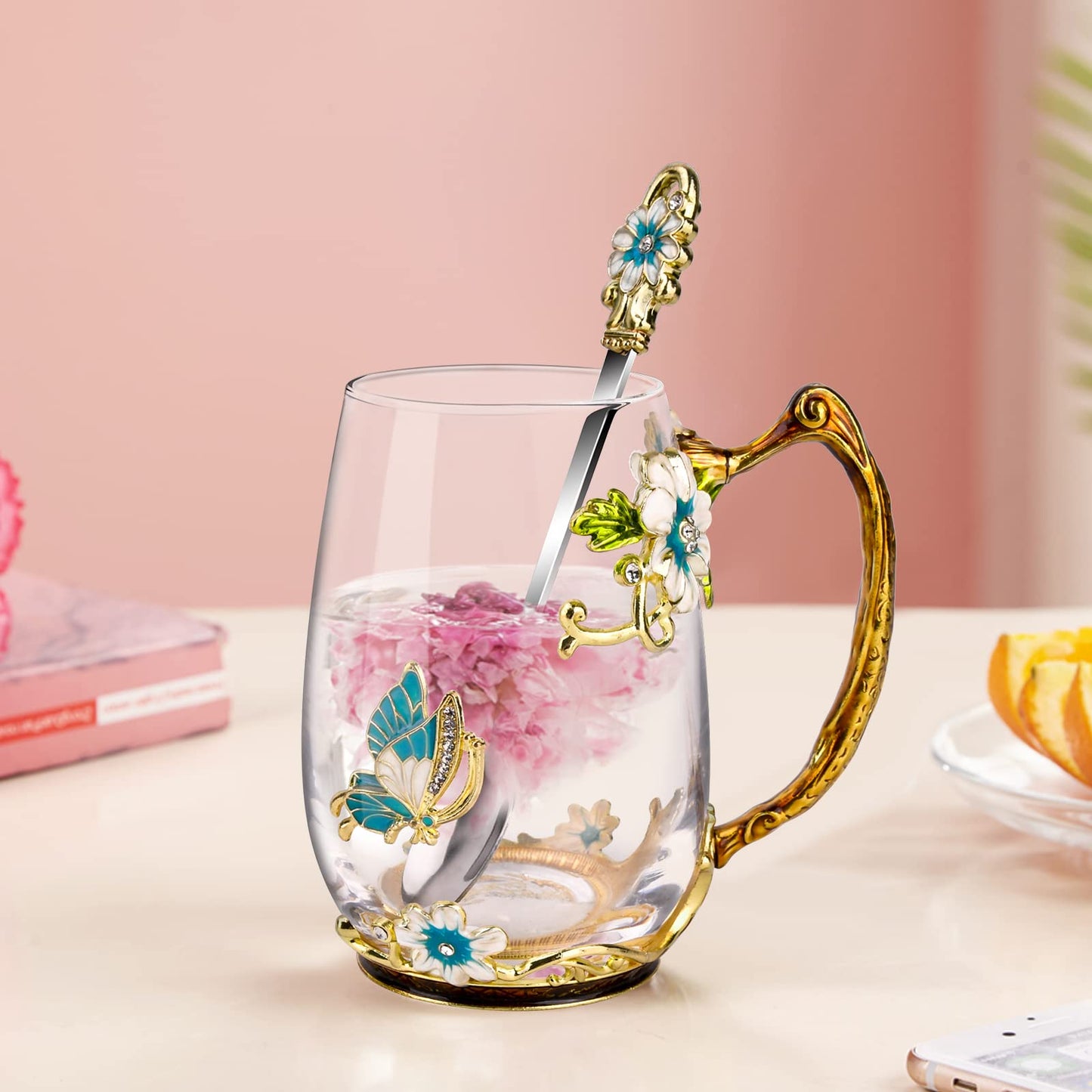 OEAGO Gifts for Mom Women Valentines Day Gifts for Her Glass Coffee Enamels Mug Best Birthday Valentine's for Girlfriend Wife Mothers Day from Daughter Son Tea Cup Stocking Stuffers Christmas
