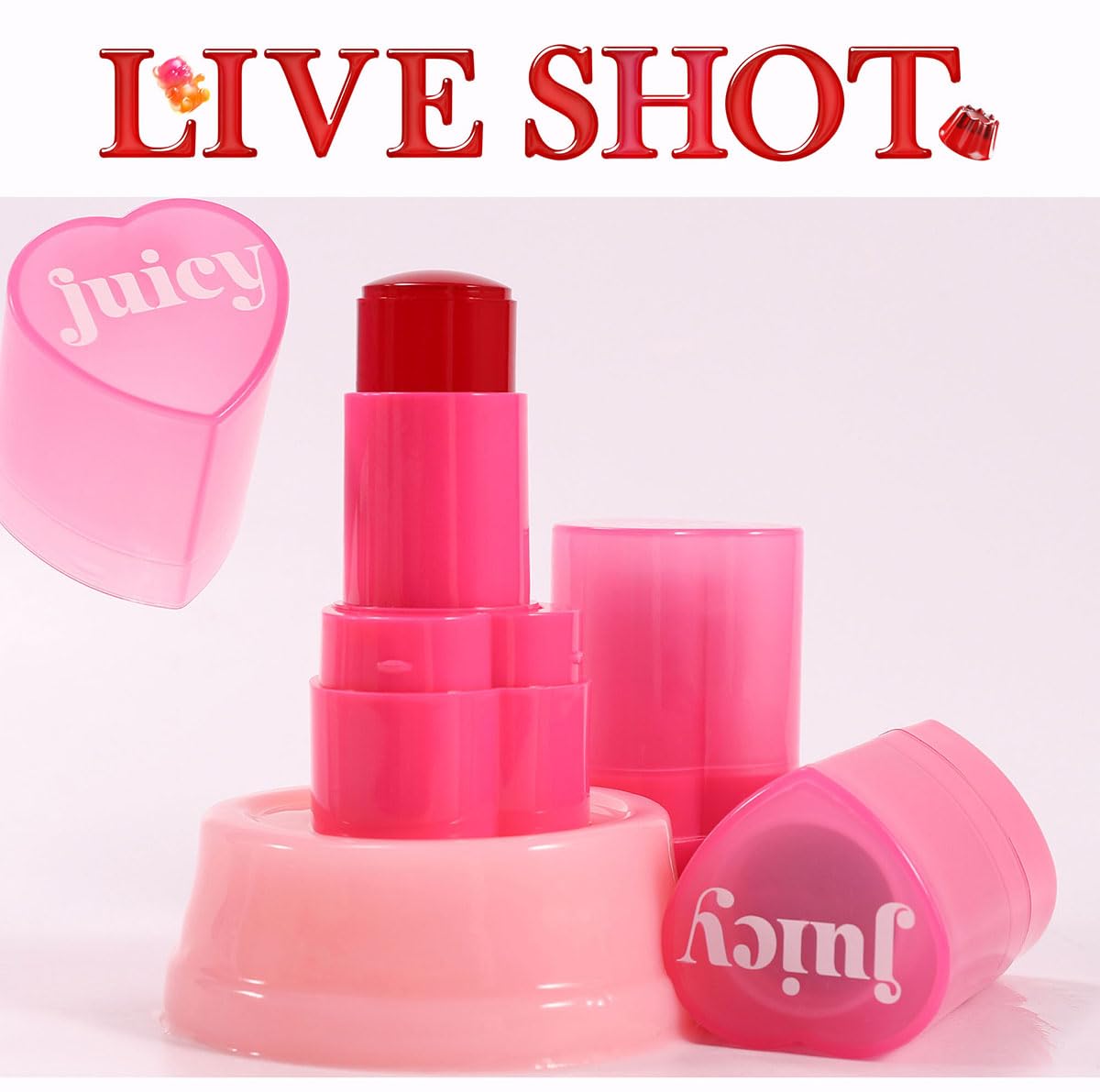 Cooling Water Jelly Tint Stick，Multi-Use Juicy Love Blush, 3-In-1cheek Blush & Eyeshadow & Lip Tinted Long-Lasting Moisture Stick，Bouncy Jelly Texture，Creates A Moist Watercolor Effect (#05, 0.32oz)