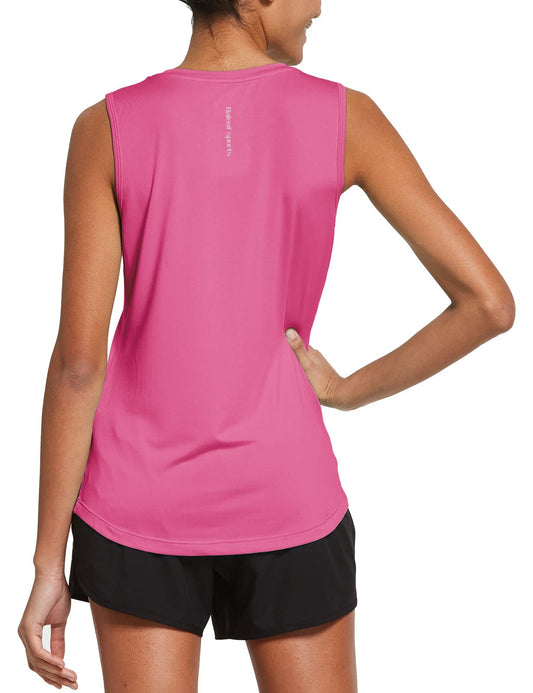 BALEAF Women's Workout Tank Tops Sleeveless Exercise Tennis Running Shirts Activewear Fitness Gym Tops Pink XS