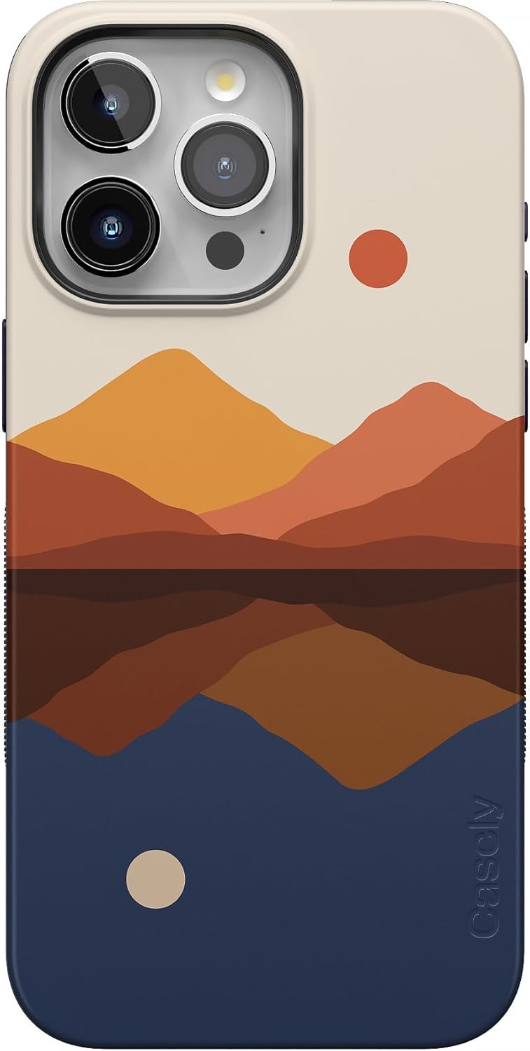 Casely iPhone 15 Pro Max Case | Opposites Attract | Day & Night Colorblock Mountain | Compatible with MagSafe | Bold Protective Design and Action Button