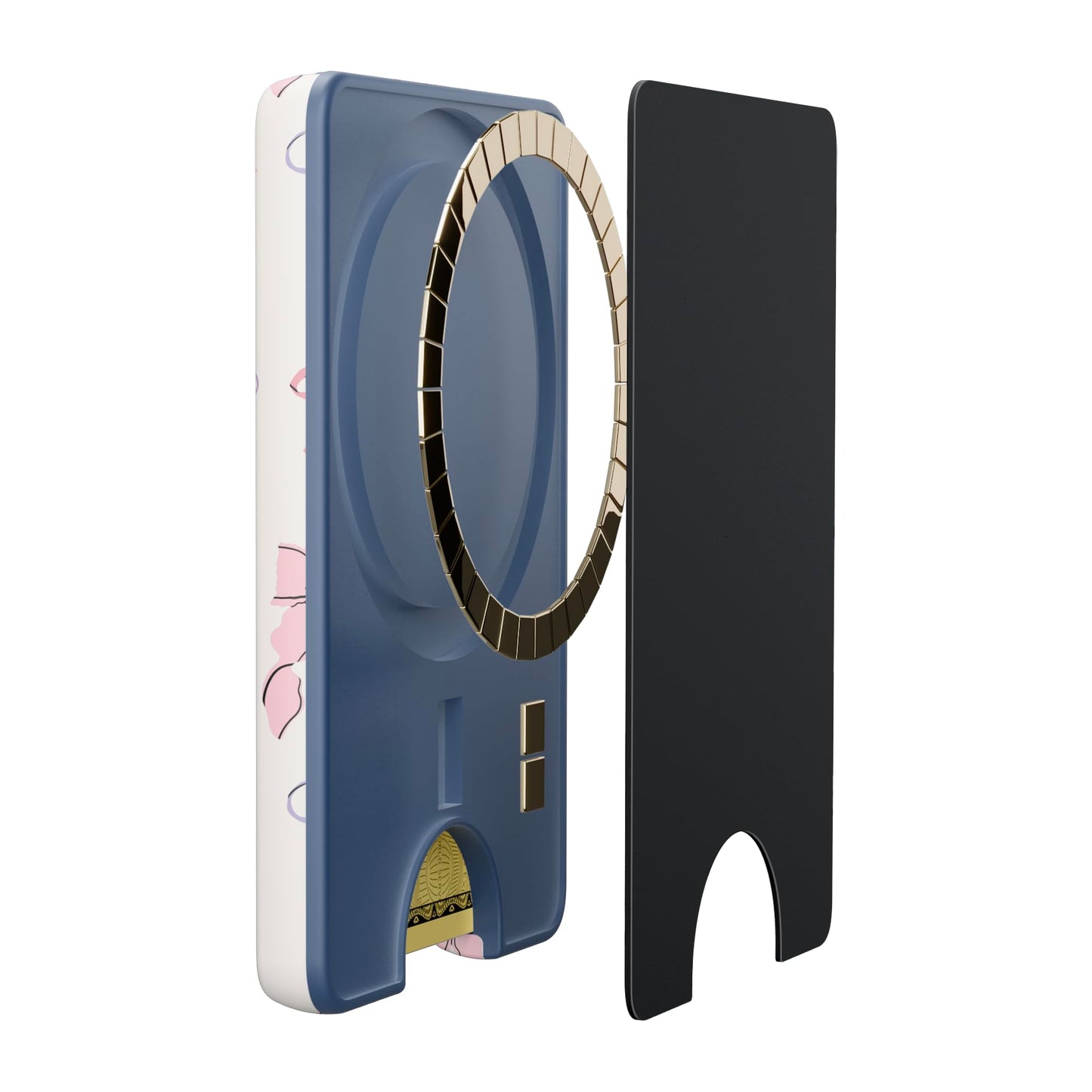 Casely MagWallet | Starfish Wishes | Coral Pink Shimmer | Slim Wallet Card Holder | Compatible with MagSafe | Soft-Touch Hard Silicone | Holds Up to 3 Cards