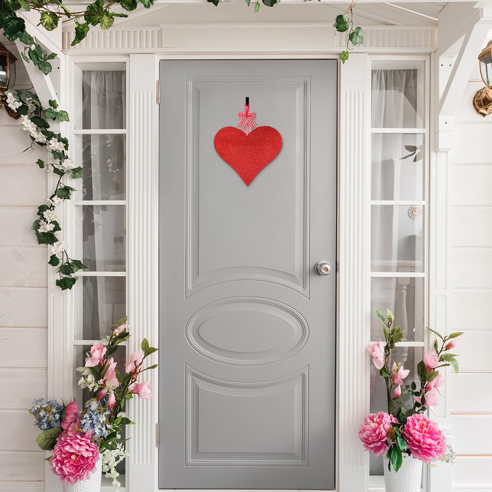 AKEROCK Valentines Day Door Decorations, 3D Heart Shaped Wooden Hanging Sign for Valentines Decorations or Wall Decor