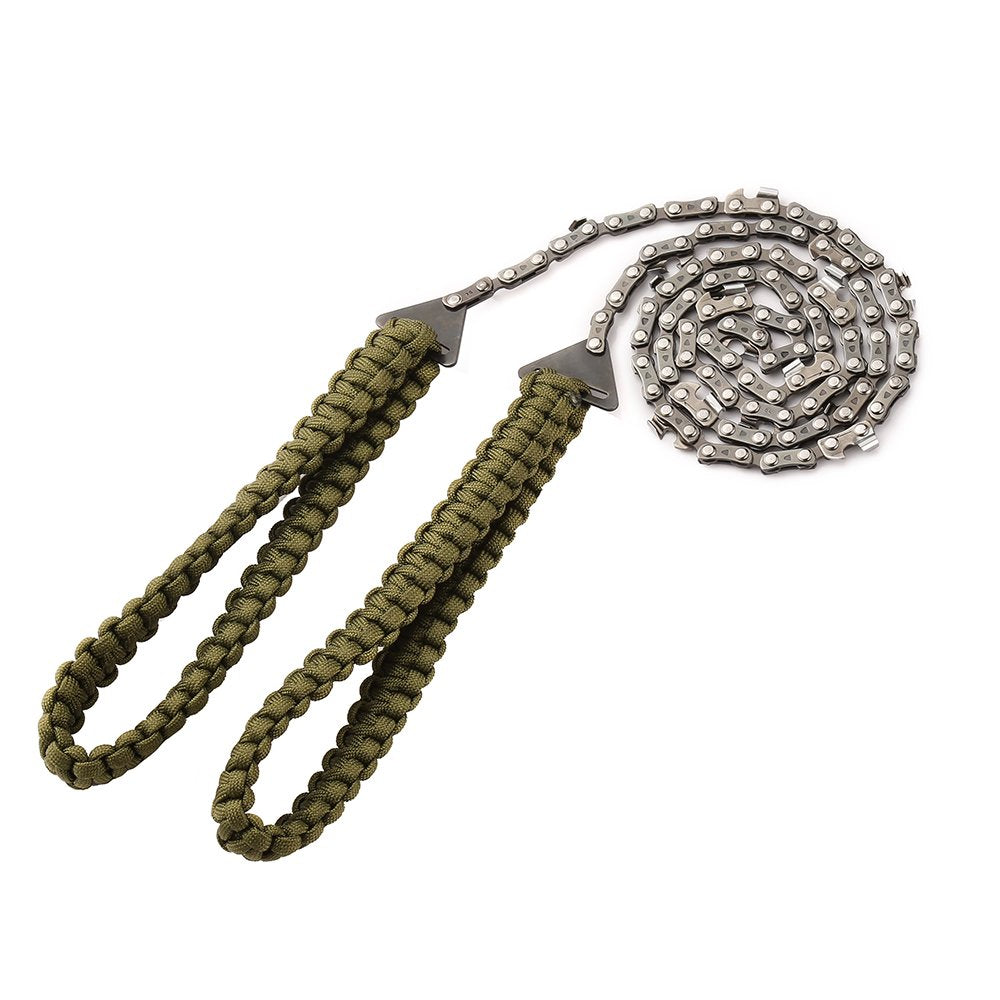 Pocket Chainsaw with Paracord Handle 24 Inches 11 Teeth Folding Chain Hand Saw Fast Wood & Tree Cutting Emergency Survival Gear Best for Camping Backpacking Hiking Hunting