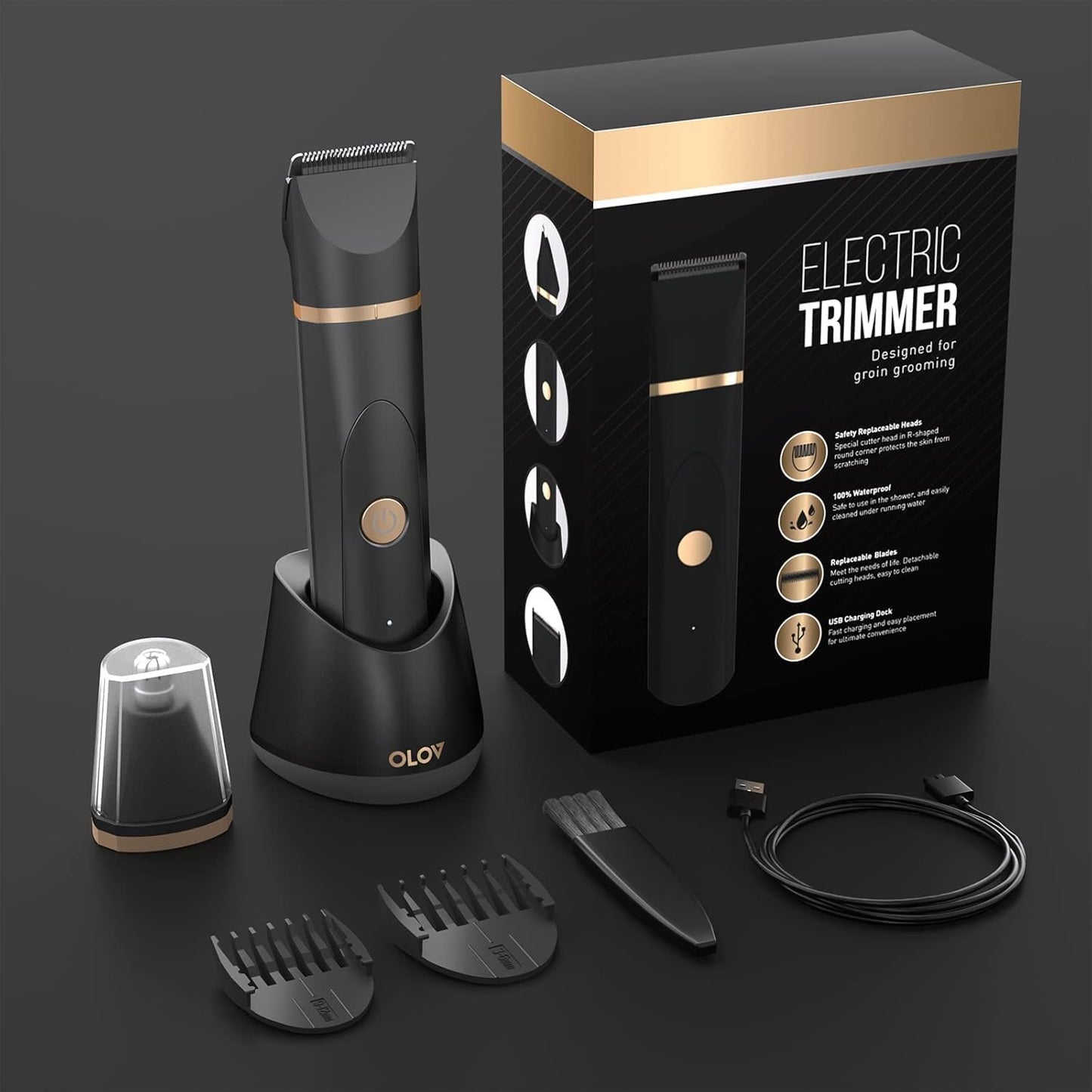 OLOV Waterproof Electric Body Hair Trimmer | Groin & Bikini Trimmer for Men & Women | USB Rechargeable