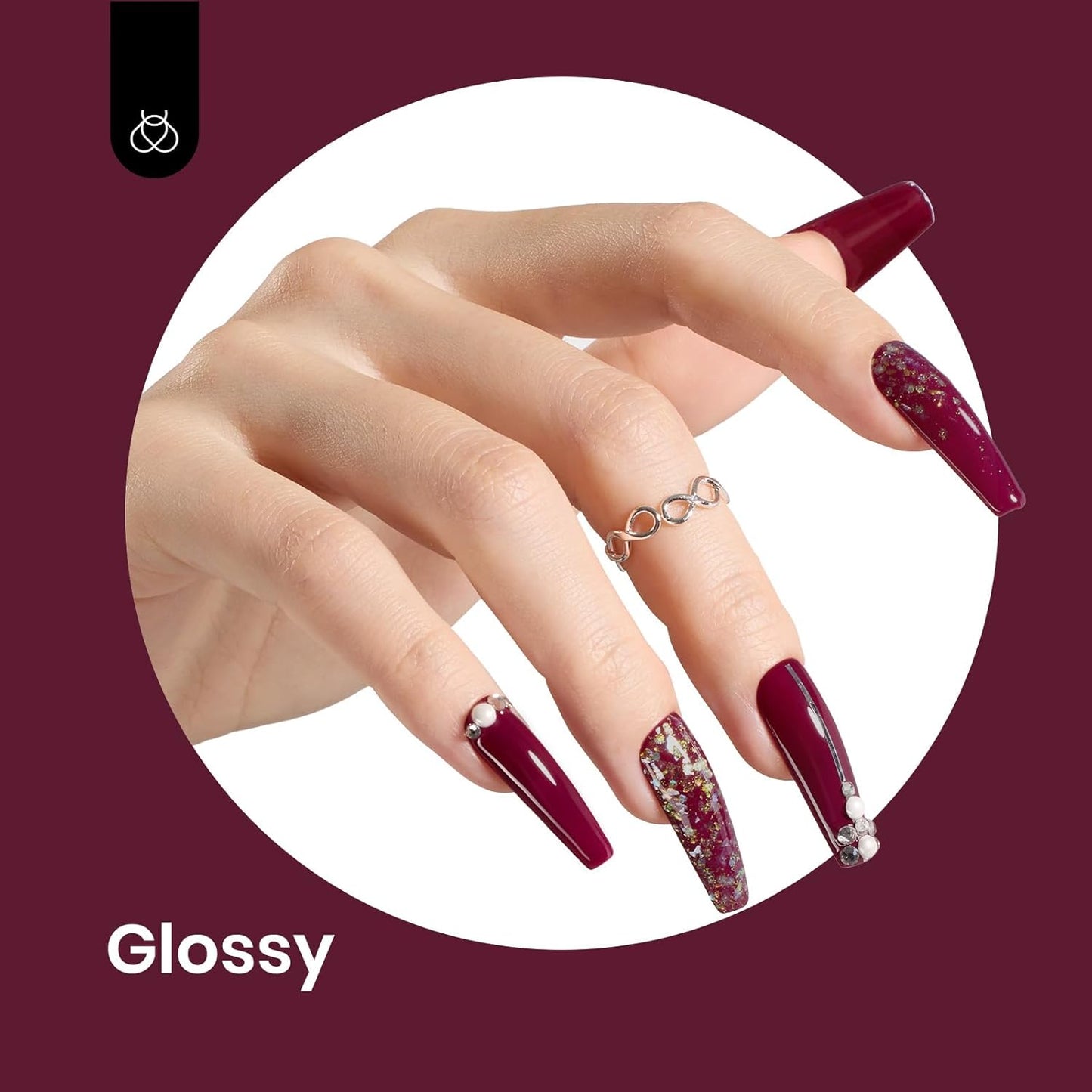 Dark Red Gel Nail Polish | 15ml Cherry Wine Color | Soak Off for Women
