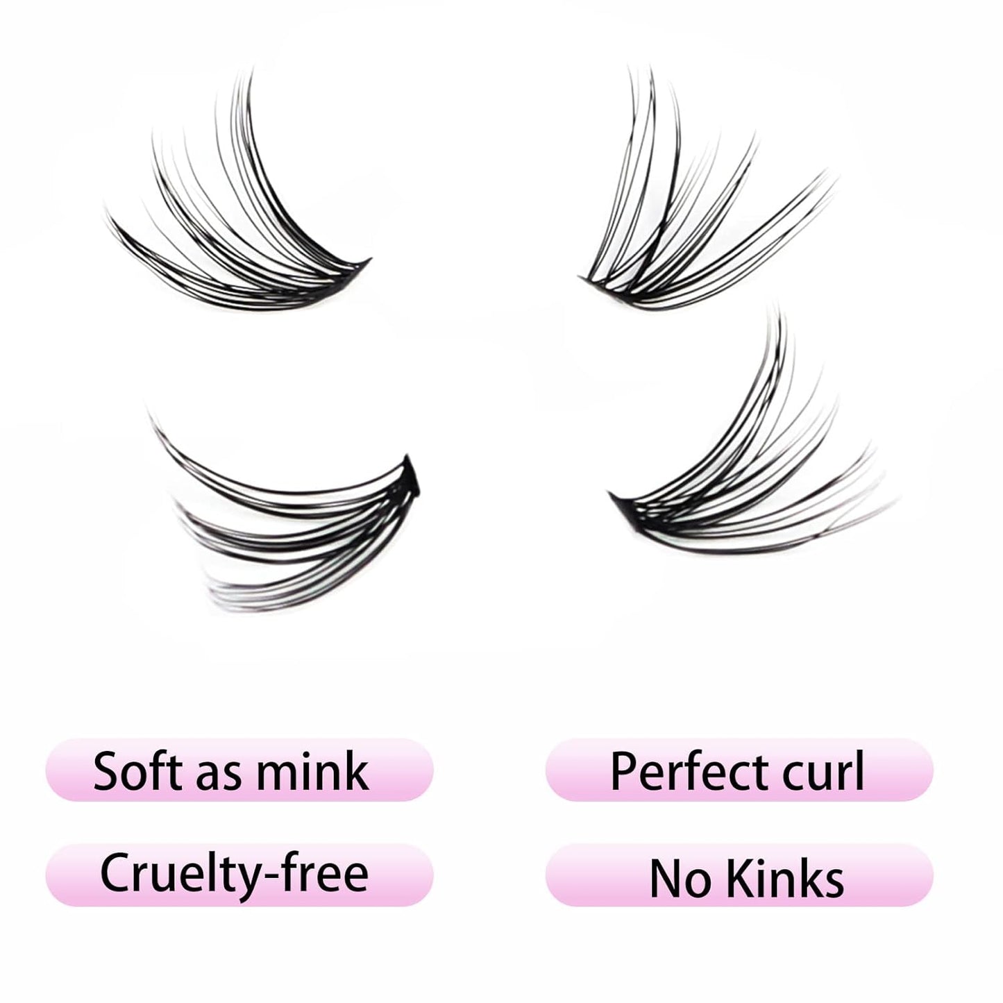 Lash Clusters LAUBESS Individual Lashes Waterproof Eyelash Clusters Mixed Tray Cluster Eyelash Extensions Soft Cluster Lashes for Beginners (30D-C-Mix9-16)