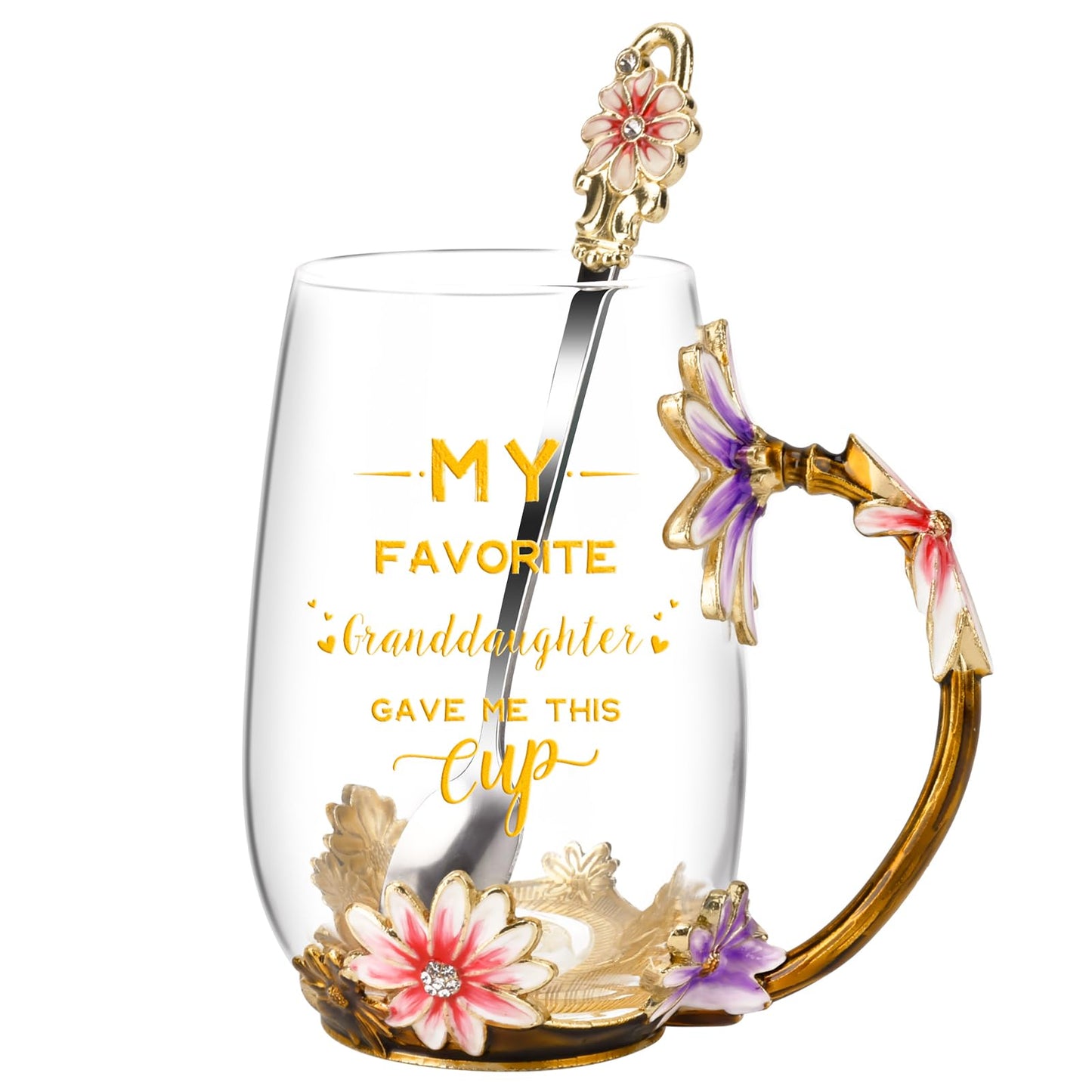 OEAGO Gifts for Mom Women Valentines Day Gifts for Her Glass Coffee Enamels Mug Best Birthday Valentine's for Girlfriend Wife Mothers Day from Daughter Son Tea Cup Stocking Stuffers Christmas
