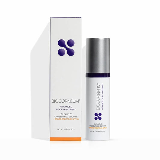 Biocorneum Advanced Scar Treatment with Silishield® & SPF 30 20g – Fast-Drying, Water-Resistant Silicone Scar Gel - Surgeon Recommended Scar Removal for New & Old Scars - Suitable for Children