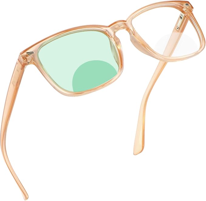 YEIN Bifocal Reading Glasses with Blue Light Blocking Lenses, Bifocal Reader for Women and Men, Vintage Square frame with Spring Hinge (+0.75/+3.50 magnification)