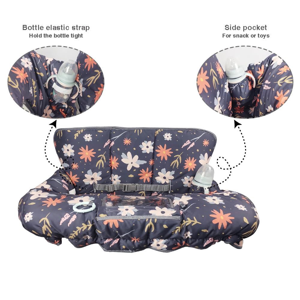 Shopping Cart Cover for Baby/Toddler, Cozy High Chair Cover, with Removable positioner, Dark Blue