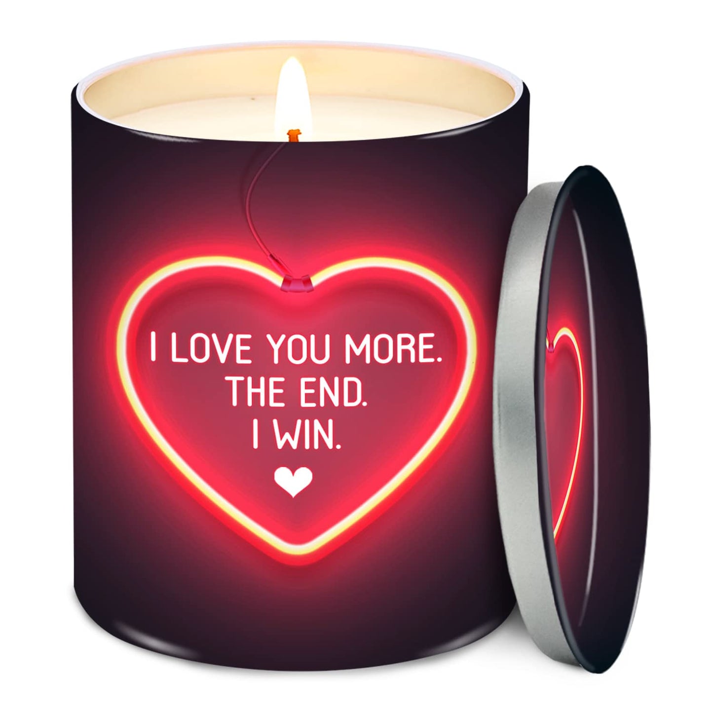 TEEZWONDER Valentines Day Gifts for Her Girlfriend - I Love You More Vanilla Lavender Romantic Candles 10 oz - Anniversary Valentines Birthday Gifts for Wife Men Women Girlfriend Boyfriend Him Husband