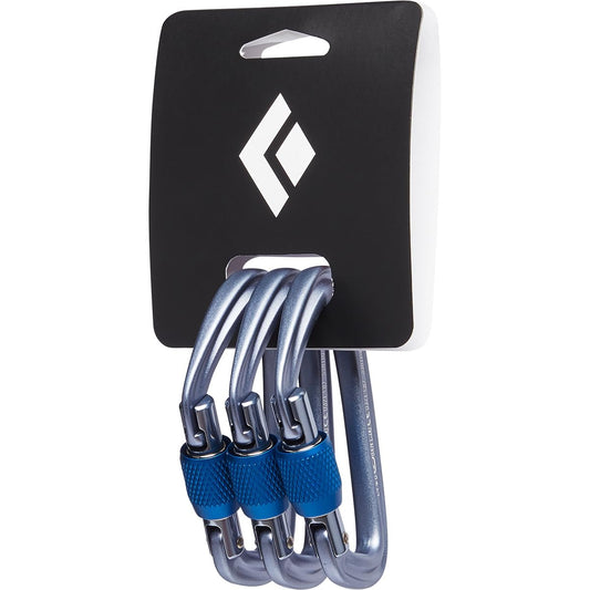 Black Diamond Hotforge Screwgate Locking Carabiner 3 Pack for Rock Climbing, Mountaineering, Camping, Outdoor, Grey
