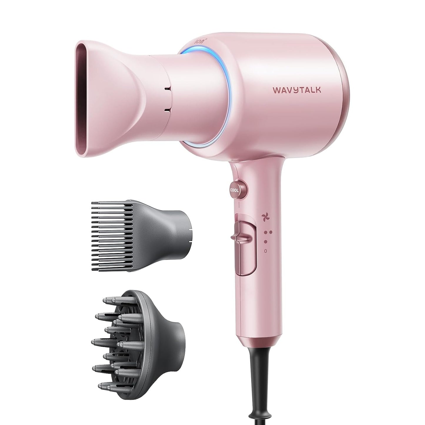 Ionic Blow Dryer for Curly Hair | 1875W Fast Drying with Diffuser | Grey