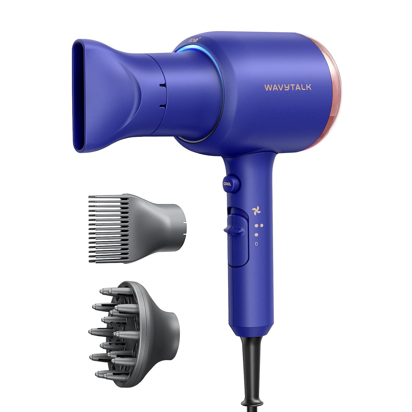 Ionic Blow Dryer for Curly Hair | 1875W Fast Drying with Diffuser | Grey