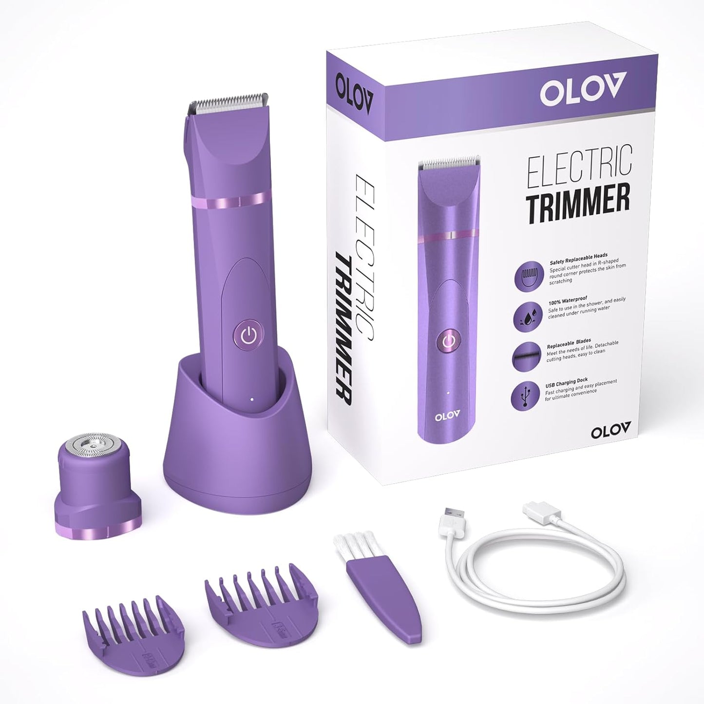 OLOV Waterproof Electric Body Hair Trimmer | Groin & Bikini Trimmer for Men & Women | USB Rechargeable